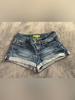 YMI Distressed Blue Rolled-Cuff Denim Shorts
